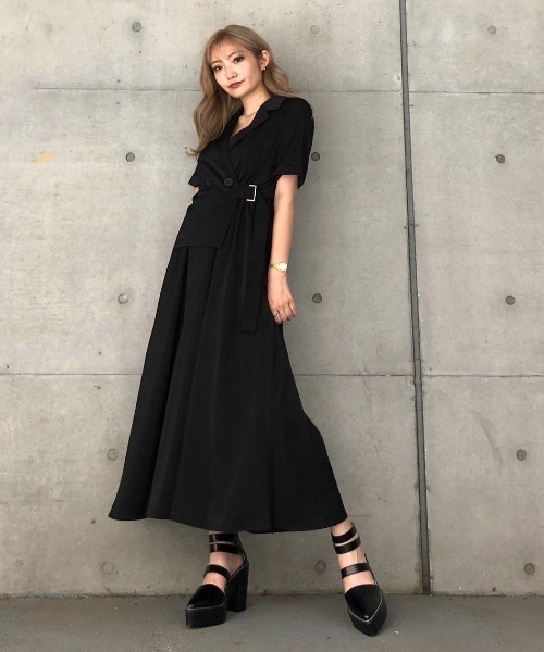 ENVYM（アンビー）の「ジャケットレイヤーライクＯＰ（ワンピース・レディース・ブラック/ベージュ/カーキ・FREE）」の10枚目の写真