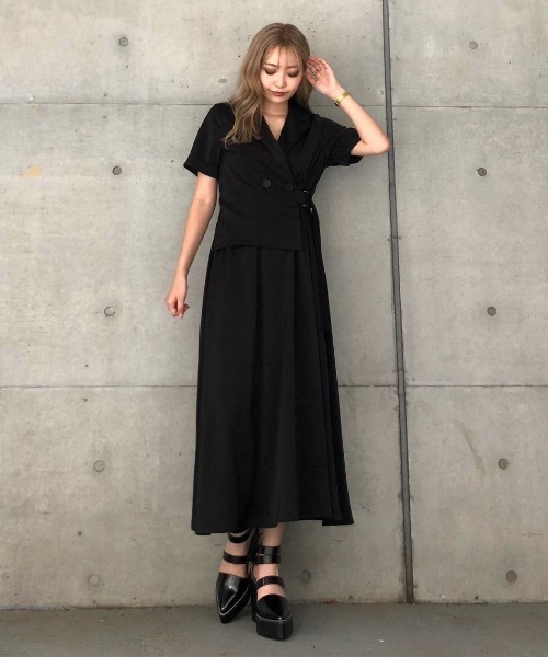 ENVYM（アンビー）の「ジャケットレイヤーライクＯＰ（ワンピース・レディース・ブラック/ベージュ/カーキ・FREE）」の9枚目の写真