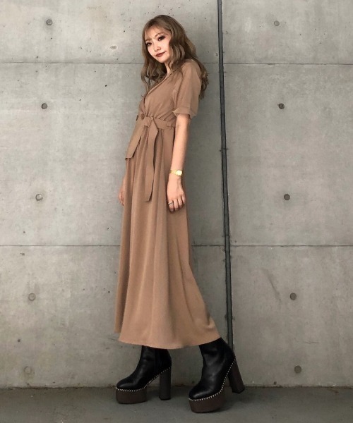 ENVYM（アンビー）の「ジャケットレイヤーライクＯＰ（ワンピース・レディース・ブラック/ベージュ/カーキ・FREE）」の7枚目の写真