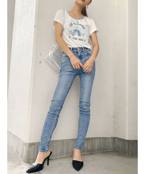 GYDA（ジェイダ）の「Im hangingリンガーショートTシャツ（Tシャツ/カットソー・レディース・チャコールグレー/ベージュ/オフホワイト・FREE）」の10枚目の写真