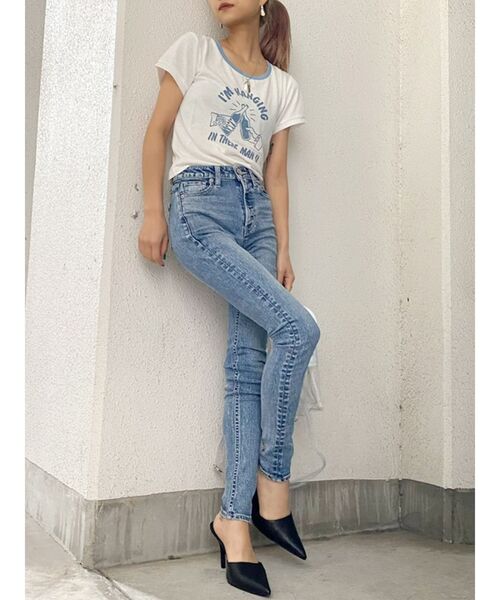 GYDA（ジェイダ）の「Im hangingリンガーショートTシャツ（Tシャツ/カットソー・レディース・チャコールグレー/ベージュ/オフホワイト・FREE）」の15枚目の写真