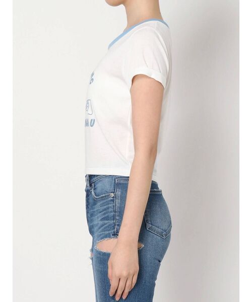 GYDA（ジェイダ）の「Im hangingリンガーショートTシャツ（Tシャツ/カットソー・レディース・チャコールグレー/ベージュ/オフホワイト・FREE）」の5枚目の写真