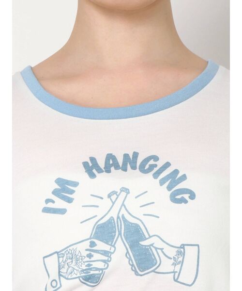 GYDA（ジェイダ）の「Im hangingリンガーショートTシャツ（Tシャツ/カットソー・レディース・チャコールグレー/ベージュ/オフホワイト・FREE）」の19枚目の写真