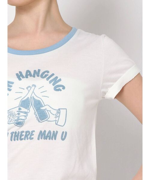 GYDA（ジェイダ）の「Im hangingリンガーショートTシャツ（Tシャツ/カットソー・レディース・チャコールグレー/ベージュ/オフホワイト・FREE）」の20枚目の写真