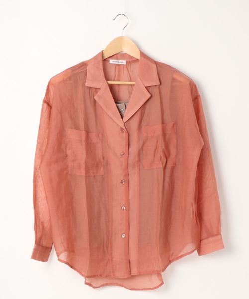 natural couture（ナチュラルクチュール）の「【WEB限定】シアー開襟シャツ＋リブタンクSET（シャツ/ブラウス・レディース・ベージュ/オレンジ/アイボリー/ミント・FREE）」の20枚目の写真