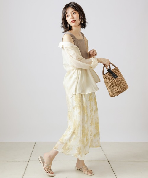 natural couture（ナチュラルクチュール）の「【WEB限定】シアー開襟シャツ＋リブタンクSET（シャツ/ブラウス・レディース・ベージュ/オレンジ/アイボリー/ミント・FREE）」の17枚目の写真