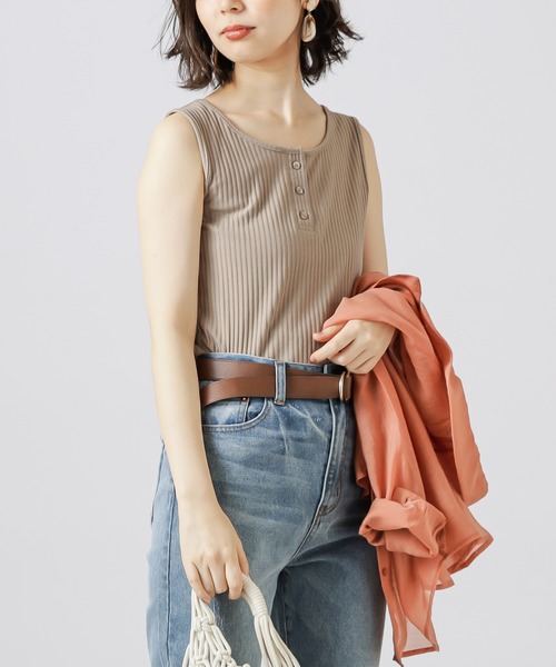 natural couture（ナチュラルクチュール）の「【WEB限定】シアー開襟シャツ＋リブタンクSET（シャツ/ブラウス・レディース・ベージュ/オレンジ/アイボリー/ミント・FREE）」の15枚目の写真