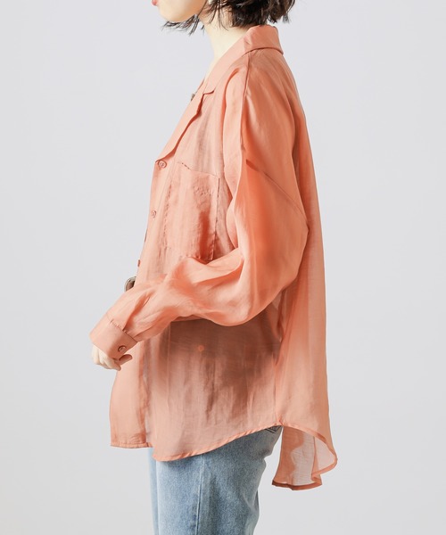 natural couture（ナチュラルクチュール）の「【WEB限定】シアー開襟シャツ＋リブタンクSET（シャツ/ブラウス・レディース・ベージュ/オレンジ/アイボリー/ミント・FREE）」の19枚目の写真