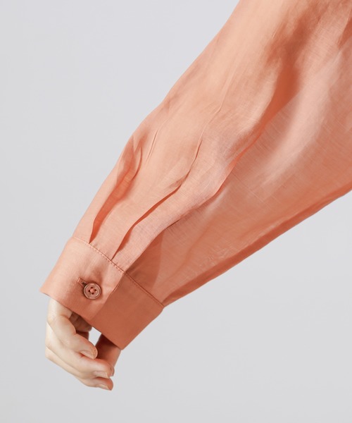 natural couture（ナチュラルクチュール）の「【WEB限定】シアー開襟シャツ＋リブタンクSET（シャツ/ブラウス・レディース・ベージュ/オレンジ/アイボリー/ミント・FREE）」の12枚目の写真