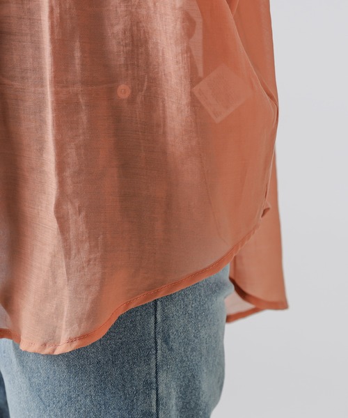 natural couture（ナチュラルクチュール）の「【WEB限定】シアー開襟シャツ＋リブタンクSET（シャツ/ブラウス・レディース・ベージュ/オレンジ/アイボリー/ミント・FREE）」の9枚目の写真