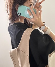 さらり、ワッフル。デイリーに使える、バックプリントトップス