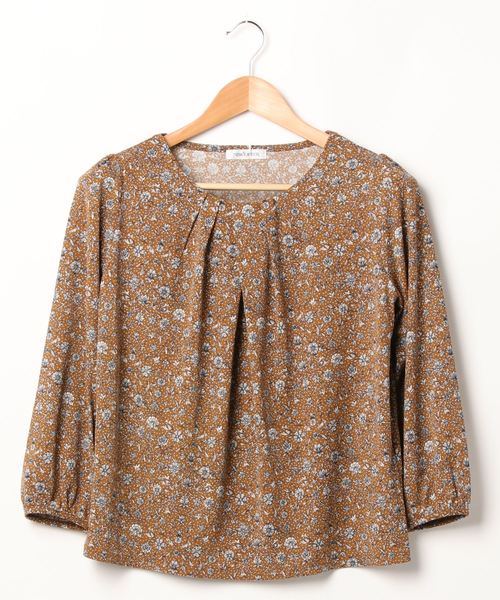 NEWYORKER（ニューヨーカー）の「ドット&ボタニカルプリント 7分袖ラウンドネックカットソー（Tシャツ/カットソー・レディース・ネイビー/キャメル・M/L）」の10枚目の写真