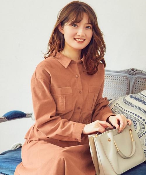 Feroux(フェルゥ)の「【洗える】エアリーコットンコーデュロイ シャツ(その他アウター・レディース・ライトグリーン系/オレンジ系/ベージュ系・2)」の3枚目の写真