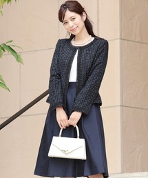 新品あり　入園式　入学式　七五三ママ　お宮参りノーカラーツィードジャケット 入学式 ママスーツ レディース ノーカラー ツイード ジャケット 大きい