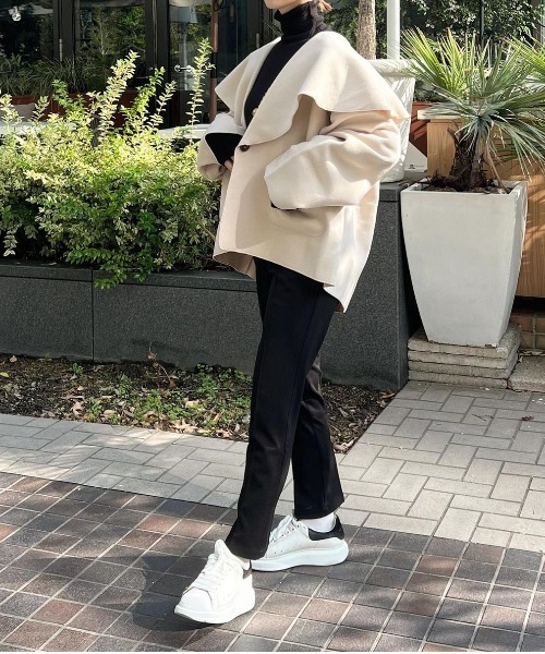 Re:EDIT（リエディ）の「[低身長/大きいサイズ有]裏微起毛テーパードパンツ（スラックス・レディース・ブラック/パープル/ブルー/アイボリー/モカ/ライム/ブラウン/グリーン/ピンク/ラベンダー/チャコールグレー/ベージュ系・SMALL/MEDIUM/LARGE/AL/AM/AS/X-LARGE/ALL）」の15枚目の写真