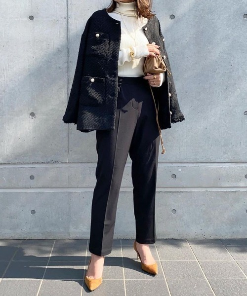 Re:EDIT（リエディ）の「[低身長/大きいサイズ有]裏微起毛テーパードパンツ（スラックス・レディース・ブラック/パープル/ブルー/アイボリー/モカ/ライム/ブラウン/グリーン/ピンク/ラベンダー/チャコールグレー/ベージュ系・SMALL/MEDIUM/LARGE/AL/AM/AS/X-LARGE/ALL）」の16枚目の写真