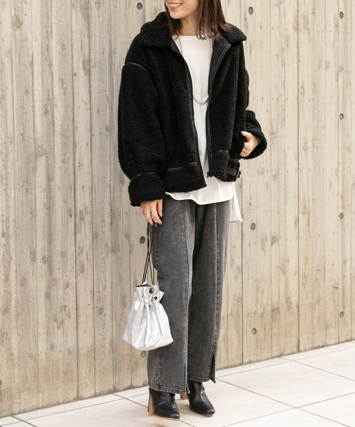 prose verse レザーブルゾン 新品タグ付き】ジップアップペプラム