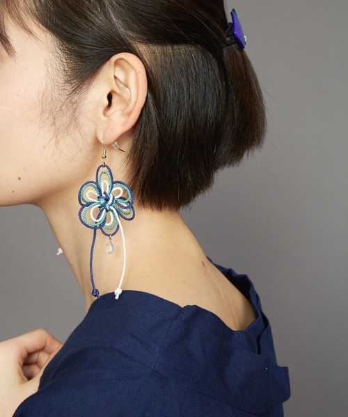 カヤ（カヤ）の「【カヤ】組み花ピアス（ピアス（両耳用）・レディース・エンジ/ブルー/モスグリーン・FREE）」の8枚目の写真