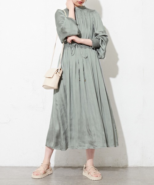 natural couture（ナチュラルクチュール）の「シャーリング使いおしゃれワンピース（ワンピース・レディース・ピンクベージュ/その他3/その他2/サックスブルー/その他1・FREE）」の7枚目の写真