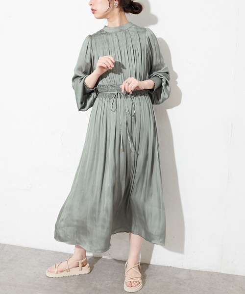 natural couture（ナチュラルクチュール）の「シャーリング使いおしゃれワンピース（ワンピース・レディース・ピンクベージュ/その他3/その他2/サックスブルー/その他1・FREE）」の8枚目の写真
