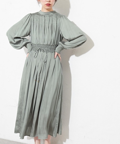 natural couture（ナチュラルクチュール）の「シャーリング使いおしゃれワンピース（ワンピース・レディース・ピンクベージュ/その他3/その他2/サックスブルー/その他1・FREE）」の6枚目の写真