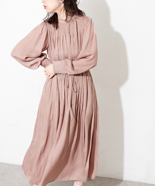 natural couture（ナチュラルクチュール）の「シャーリング使いおしゃれワンピース（ワンピース・レディース・ピンクベージュ/その他3/その他2/サックスブルー/その他1・FREE）」の11枚目の写真