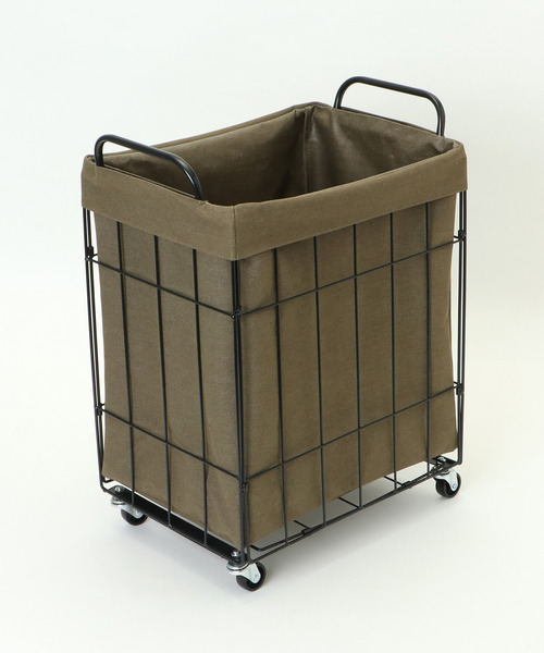 LBC（エルビーシー）の「折りたためるランドリースクエアバスケット　キャスター付き53L（ランドリーグッズ・レディース・ダークグリーン/オフホワイト/ブラック/グレー・FREE）」の13枚目の写真