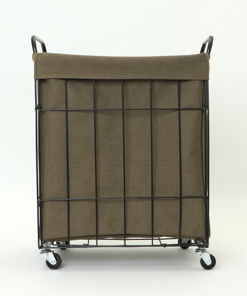 LBC（エルビーシー）の「折りたためるランドリースクエアバスケット　キャスター付き53L（ランドリーグッズ・レディース・ダークグリーン/オフホワイト/ブラック/グレー・FREE）」の12枚目の写真