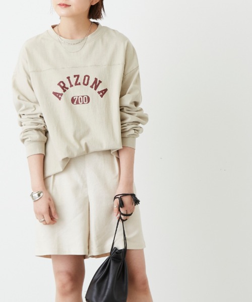 Auntie Rosa Holiday（アンティローザホリデー）の「フットボールロゴロングTシャツ（Tシャツ/カットソー・レディース・ホワイト/チャコールグレー/ベージュ/ブルー・FREE）」の6枚目の写真