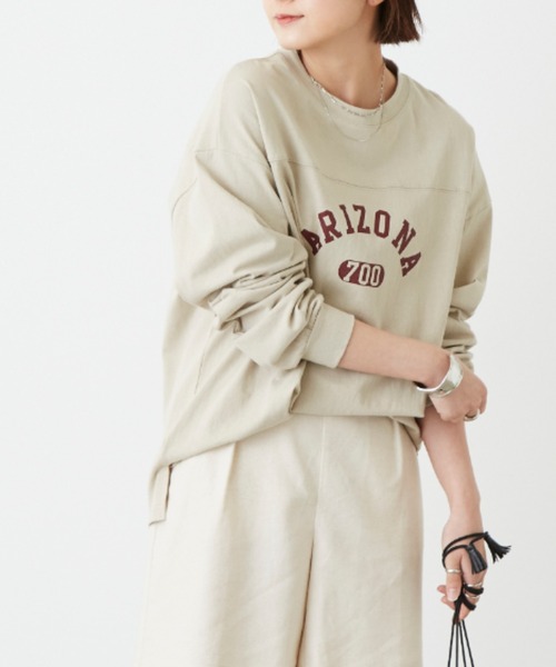 Auntie Rosa Holiday（アンティローザホリデー）の「フットボールロゴロングTシャツ（Tシャツ/カットソー・レディース・ホワイト/チャコールグレー/ベージュ/ブルー・FREE）」の12枚目の写真