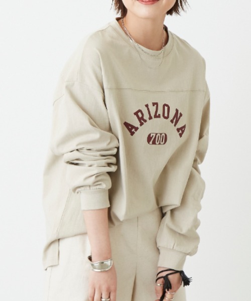 Auntie Rosa Holiday（アンティローザホリデー）の「フットボールロゴロングTシャツ（Tシャツ/カットソー・レディース・ホワイト/チャコールグレー/ベージュ/ブルー・FREE）」の18枚目の写真