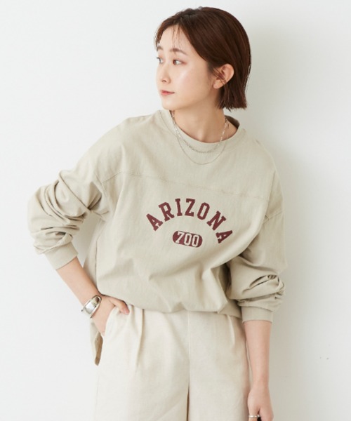 Auntie Rosa Holiday（アンティローザホリデー）の「フットボールロゴロングTシャツ（Tシャツ/カットソー・レディース・ホワイト/チャコールグレー/ベージュ/ブルー・FREE）」の17枚目の写真