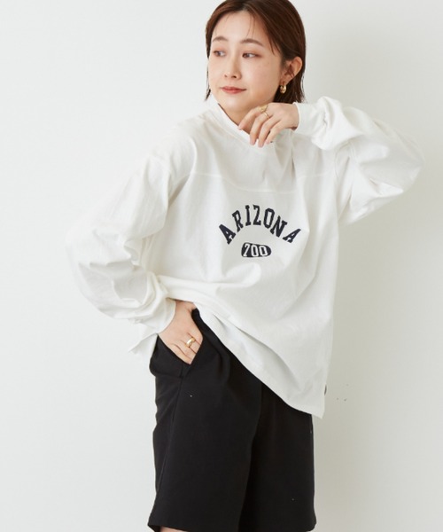 Auntie Rosa Holiday（アンティローザホリデー）の「フットボールロゴロングTシャツ（Tシャツ/カットソー・レディース・ホワイト/チャコールグレー/ベージュ/ブルー・FREE）」の22枚目の写真