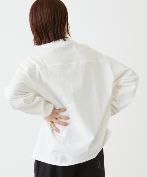Auntie Rosa Holiday（アンティローザホリデー）の「フットボールロゴロングTシャツ（Tシャツ/カットソー・レディース・ホワイト/チャコールグレー/ベージュ/ブルー・FREE）」の16枚目の写真