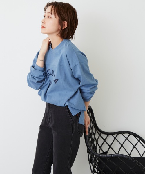 Auntie Rosa Holiday（アンティローザホリデー）の「フットボールロゴロングTシャツ（Tシャツ/カットソー・レディース・ホワイト/チャコールグレー/ベージュ/ブルー・FREE）」の20枚目の写真