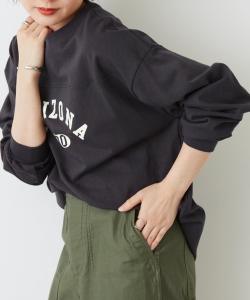 Auntie Rosa Holiday（アンティローザホリデー）の「フットボールロゴロングTシャツ（Tシャツ/カットソー・レディース・ホワイト/チャコールグレー/ベージュ/ブルー・FREE）」の21枚目の写真
