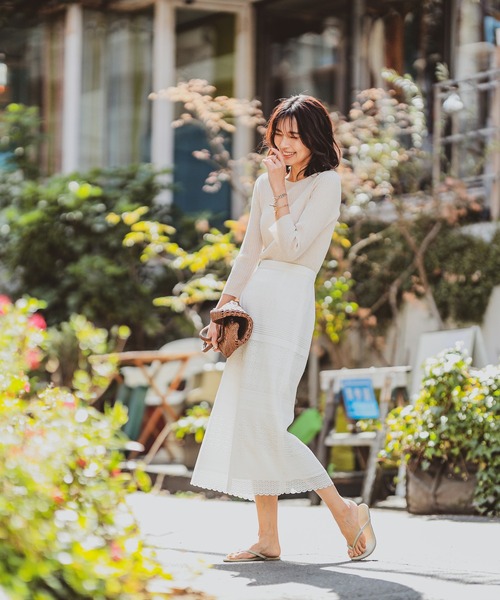 RIVE DROITE（リヴドロワ）の「クロシェ風レースナロースカート（スカート・レディース・ホワイト/ブラック・38/36）」の19枚目の写真