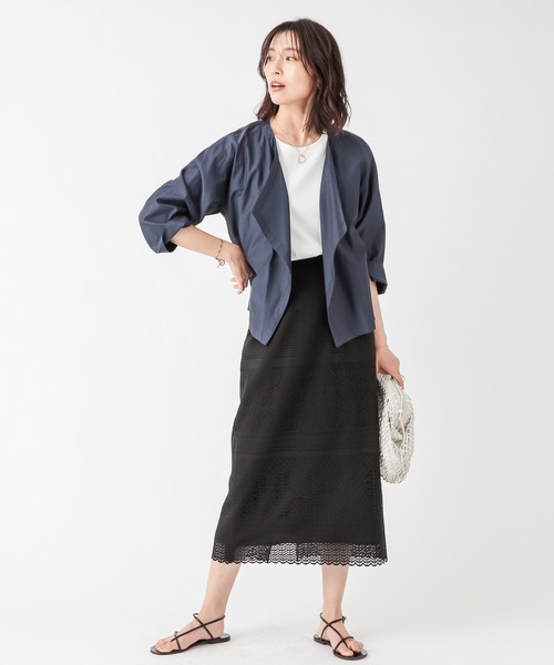 RIVE DROITE（リヴドロワ）の「クロシェ風レースナロースカート（スカート・レディース・ホワイト/ブラック・38/36）」の5枚目の写真