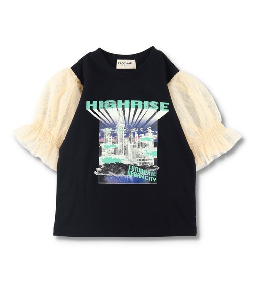 RADCHAP(ラッドチャップ)の「ボリューム袖リメイク風半袖Tシャツ(Tシャツ/カットソー・キッズ・ブラック/オフホワイト・140cm/150cm/120cm/130cm/100cm/110cm/90cm)」の14枚目の写真