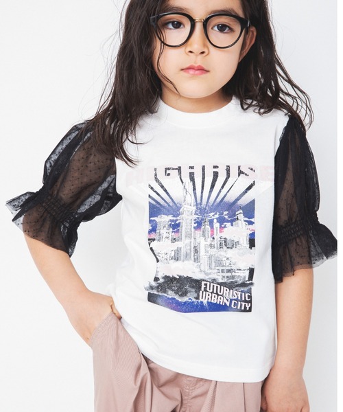 RADCHAP(ラッドチャップ)の「ボリューム袖リメイク風半袖Tシャツ(Tシャツ/カットソー・キッズ・ブラック/オフホワイト・140cm/150cm/120cm/130cm/100cm/110cm/90cm)」の21枚目の写真