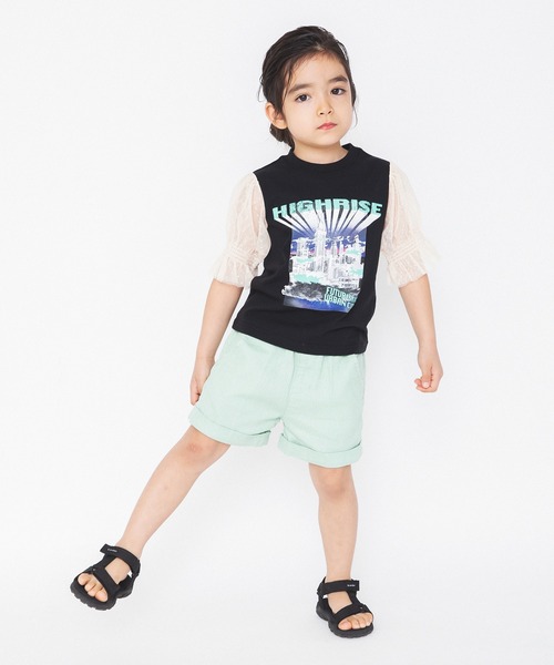 RADCHAP(ラッドチャップ)の「ボリューム袖リメイク風半袖Tシャツ(Tシャツ/カットソー・キッズ・ブラック/オフホワイト・140cm/150cm/120cm/130cm/100cm/110cm/90cm)」の7枚目の写真