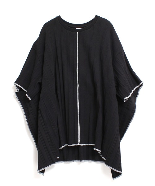 RNA(アールエヌエー)の「M1672 リブカラーシームTEE(Tシャツ/カットソー・レディース・オフホワイト/ブラック/ベージュ・MEDIUM)」の2枚目の写真