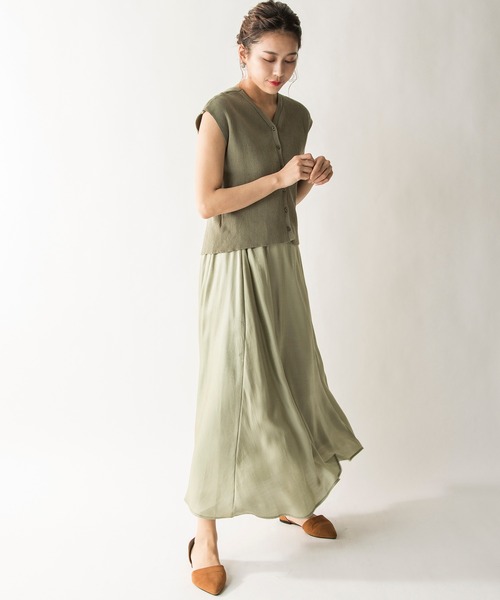 MILLION CARATS（ミリオンカラッツ）の「【STYLE4】オーロラシャンブレースカート（スカート・レディース・カーキ/ブルー・FREE）」の3枚目の写真