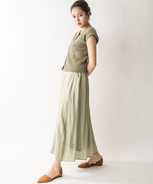 MILLION CARATS（ミリオンカラッツ）の「【STYLE4】オーロラシャンブレースカート（スカート・レディース・カーキ/ブルー・FREE）」の4枚目の写真