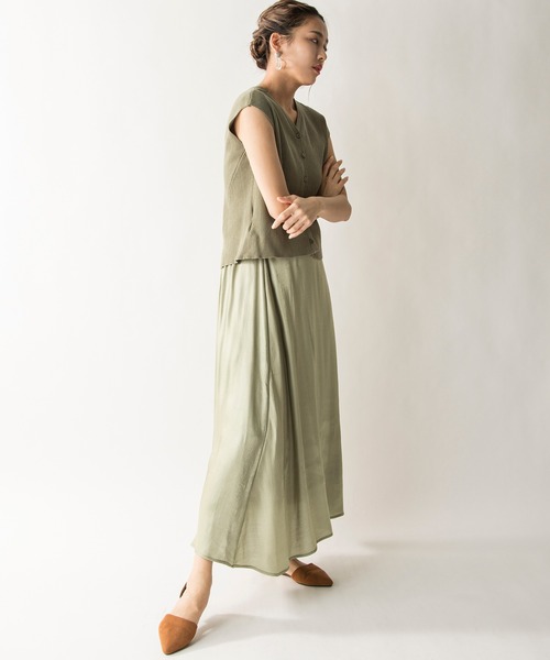 MILLION CARATS（ミリオンカラッツ）の「【STYLE4】オーロラシャンブレースカート（スカート・レディース・カーキ/ブルー・FREE）」の6枚目の写真