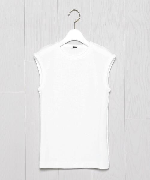 H　BEAUTY&YOUTH UNITED ARROWS（エイチビューティーアンドユースユナイテッドアローズ）の「＜H＞COTTON NO SLEEVE T-SHIRT/Tシャツ（Tシャツ/カットソー・レディース・ホワイト/ブラック/ターコイズブルー/ケリー・FREE）」の2枚目の写真
