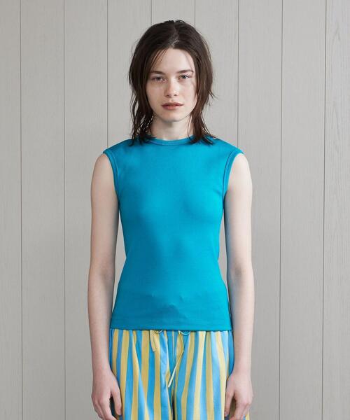 H　BEAUTY&YOUTH UNITED ARROWS（エイチビューティーアンドユースユナイテッドアローズ）の「＜H＞COTTON NO SLEEVE T-SHIRT/Tシャツ（Tシャツ/カットソー・レディース・ホワイト/ブラック/ターコイズブルー/ケリー・FREE）」の5枚目の写真