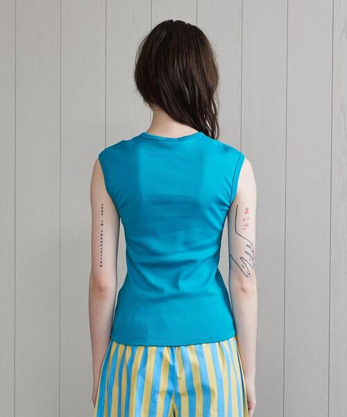 H　BEAUTY&YOUTH UNITED ARROWS（エイチビューティーアンドユースユナイテッドアローズ）の「＜H＞COTTON NO SLEEVE T-SHIRT/Tシャツ（Tシャツ/カットソー・レディース・ホワイト/ブラック/ターコイズブルー/ケリー・FREE）」の7枚目の写真