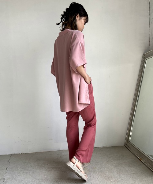 Lull（ルル）の「【Lull / ルル】プリーツバンドカラーシャツ（シャツ/ブラウス・レディース・グレイッシュベージュ/ピンク/ホワイト/ミント/ブラック/ベージュ・ONESIZE）」の17枚目の写真