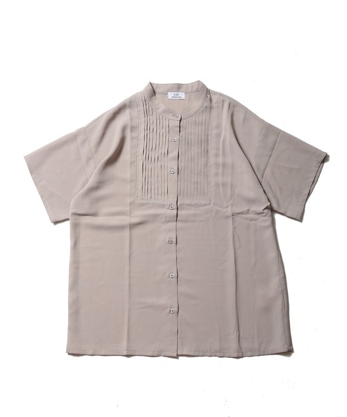 Lull（ルル）の「【Lull / ルル】プリーツバンドカラーシャツ（シャツ/ブラウス・レディース・グレイッシュベージュ/ピンク/ホワイト/ミント/ブラック/ベージュ・ONESIZE）」の8枚目の写真